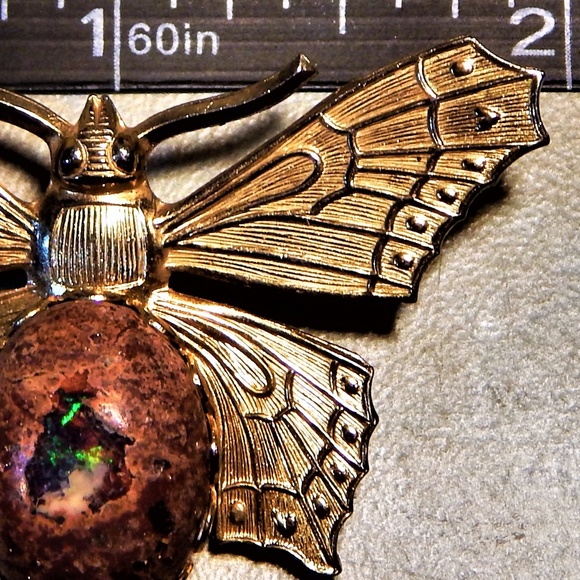 Boulder Opal Butterfly Brooch - Picture 7 of 8